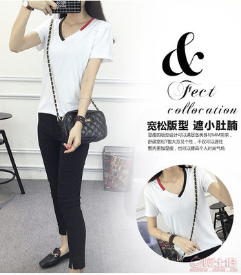 【2017夏季新寬松短袖t恤女大碼V領(lǐng)潮女小衫韓版熱賣百搭小衫批發(fā)110】深圳市南山區(qū)魂美服裝商行 - 產(chǎn)品庫